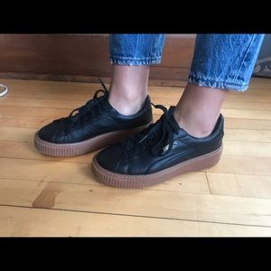 Puma black leather platform sneaker